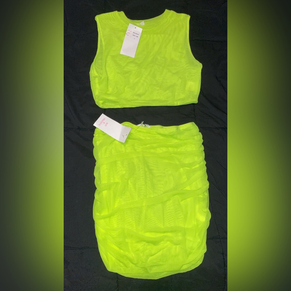 Neon Green Skirt Set